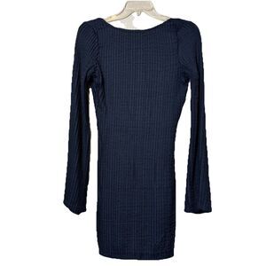 Princess Polly Long Sleeve Backless Knit Mini Dress Navy Blue Cocktail US Size 6